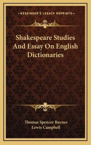 Shakespeare Studies and Essay on English Dictionaries