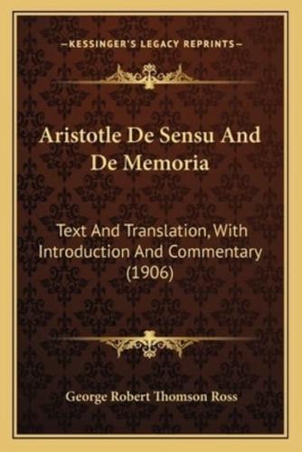Aristotle De Sensu And De Memoria