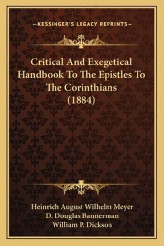 Critical And Exegetical Handbook To The Epistles To The Corinthians (1884)