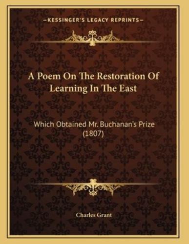 A Poem On The Restoration Of Learning In The East