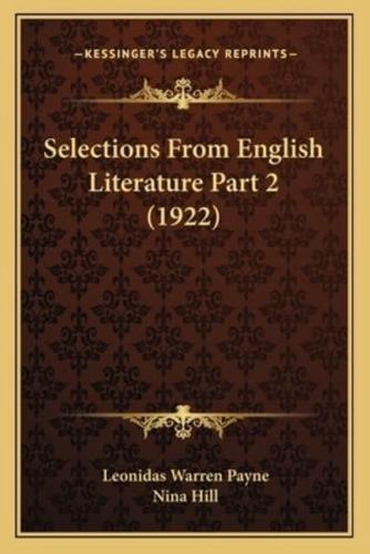 Selections From English Literature Part 2 (1922)