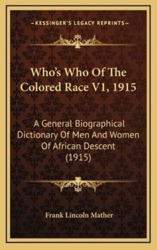 Who's Who Of The Colored Race V1, 1915
