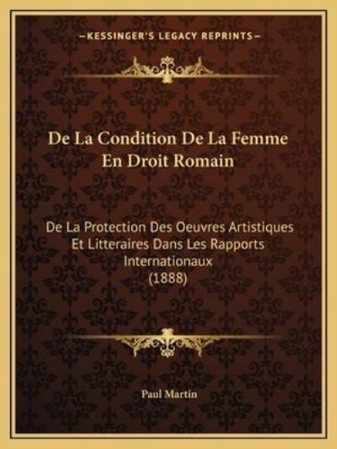 De La Condition De La Femme En Droit Romain