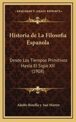 Historia De La Filosofia Espanola