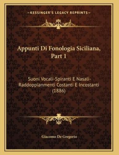 Appunti Di Fonologia Siciliana, Part 1