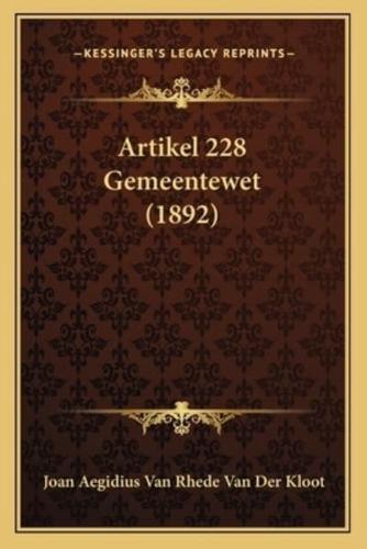 Artikel 228 Gemeentewet (1892)