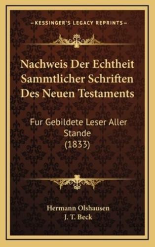 Nachweis Der Echtheit Sammtlicher Schriften Des Neuen Testaments