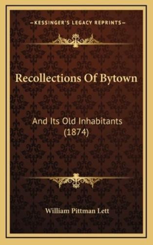 Recollections Of Bytown