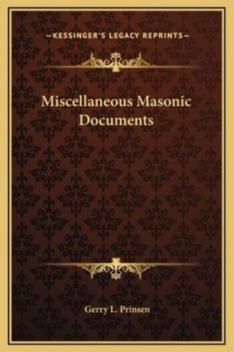Miscellaneous Masonic Documents