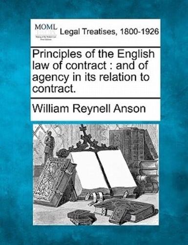 Principles of the English Law of Contract