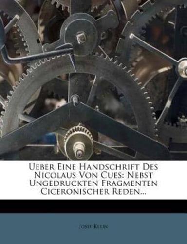 Ueber Eine Handschrift Des Nicolaus Von Cues