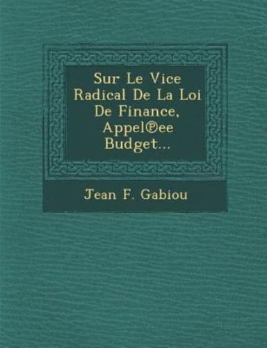 Sur Le Vice Radical De La Loi De Finance, Appel Ee Budget...