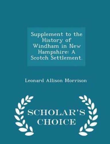 Supplement to the History of Windham in New Hampshire