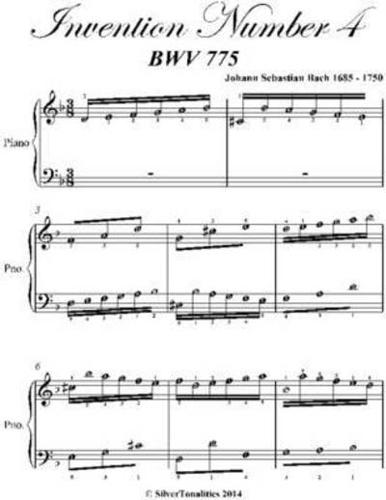 Invention Number 4 BWV 775 Easy Piano Sheet Music