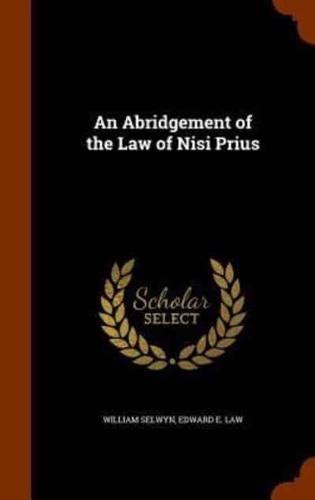 An Abridgement of the Law of Nisi Prius