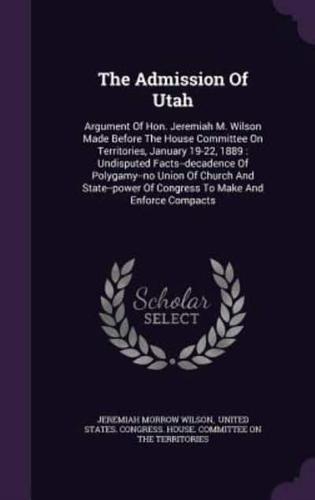 The Admission Of Utah