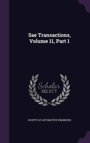 Sae Transactions, Volume 11, Part 1