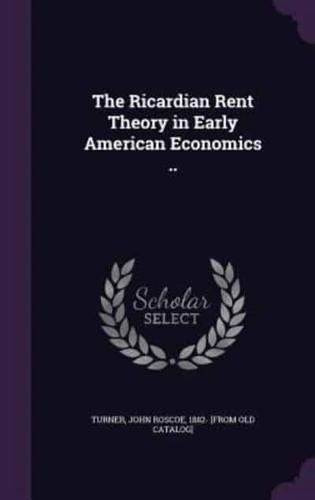 The Ricardian Rent Theory in Early American Economics ..