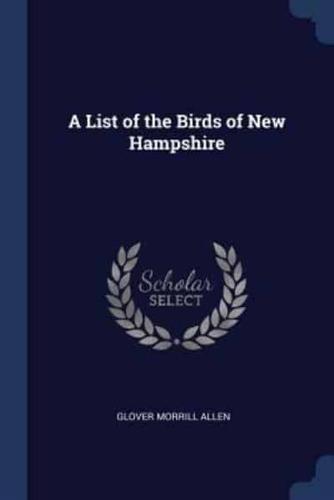 A List of the Birds of New Hampshire