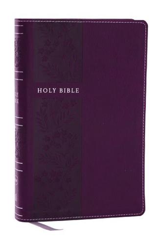 NKJV Personal Size Large Print Bible With 43,000 Cross References, Purple Leathersoft, Red Letter, Comfort Print