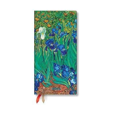 Van Gogh's Irises Slim 12-Month Horizontal Hardback Dayplanner 2025 (Elastic Band Closure)