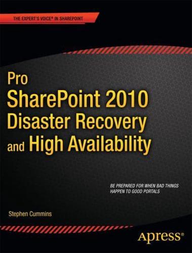 Pro SharePoint 2010 Disaster Recovery and High Availability