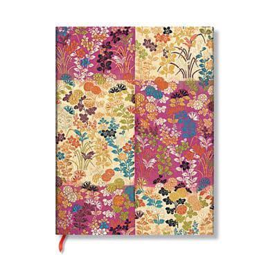 Kara-Ori Pink (Japanese Kimono) Midi Lined Softcover Flexi Journal (Elastic Band Closure)