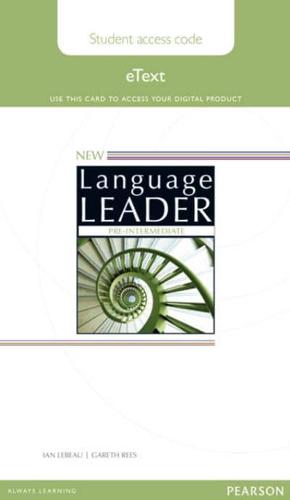 New Language Leader Pre-Intermediate Teacher's eText Access Card
