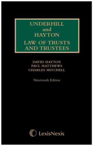 Law Relating to Trusts and Trustees. First Supplement to Nineteenth Edition