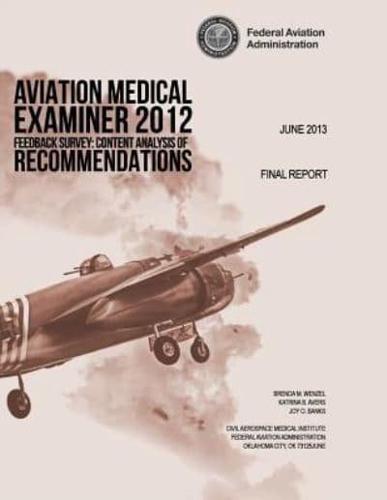 Aviation Medical Examiner 2012 Feedback Survey