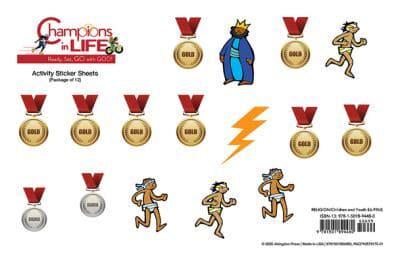 Vacation Bible School (VBS) 2020 Champions in Life Activity Stickers Sheets (Pkg of 12)