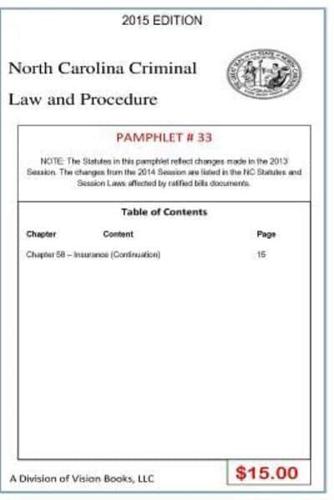 North Carolina Criminal Law and Procedure-Pamphlet 33