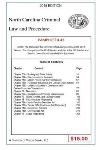 North Carolina Criminal Law and Procedure-Pamphlet 43