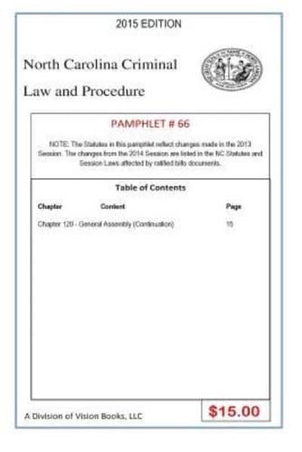 North Carolina Criminal Law and Procedure-Pamphlet 66