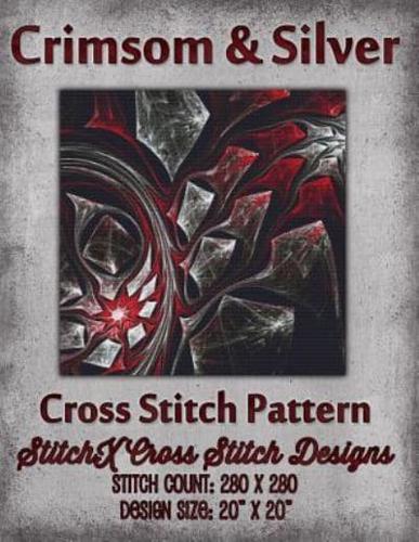 Crimson and Silver Cross Stitch Pattern