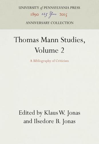 Thomas Mann Studies, Volume 2