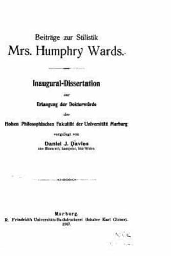 Beitrage Zur Stilistik Mrs. Humphry Ward