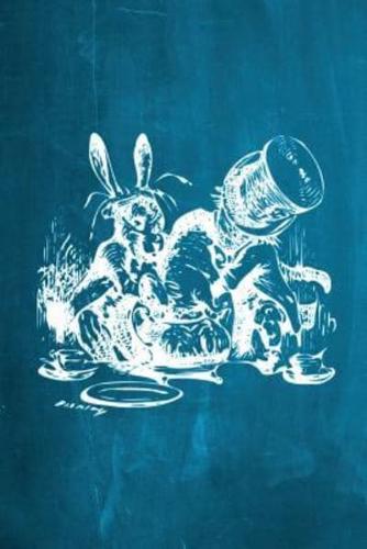 Alice in Wonderland Chalkboard Journal - Mad Hatter's Tea Party (Aqua)