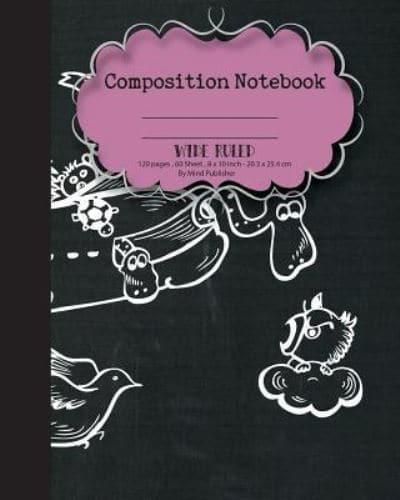 Composition Notebook Wide Ruled Paper, Cute Animal School Notebooks