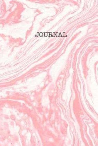 Journal Pink Marble White Swirls
