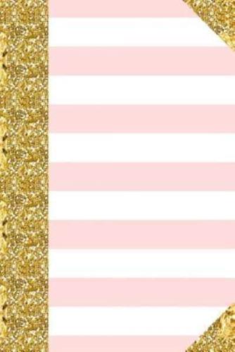 Blush Pink White Stripes Journal Golden Accents