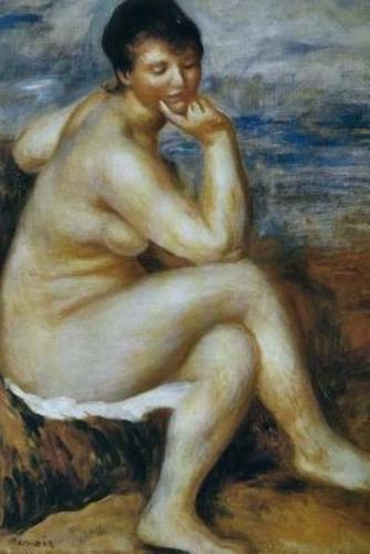 150 Page Lined Journal Bather Seated on the Stone, 1880 Pierre Auguste Renoir