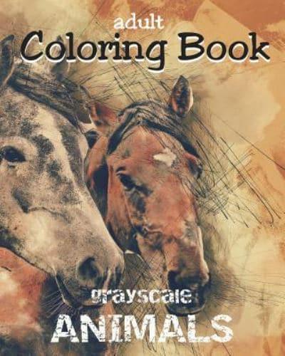 Adult Coloring Book - Grayscale Animals