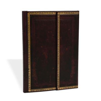 Black Moroccan (Old Leather Collection) Midi Lined Hardcover Journal (Wrap Closure)