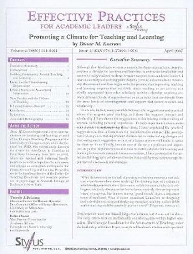 Effective Practices for Academic Leaders Vol 2, Issue 4