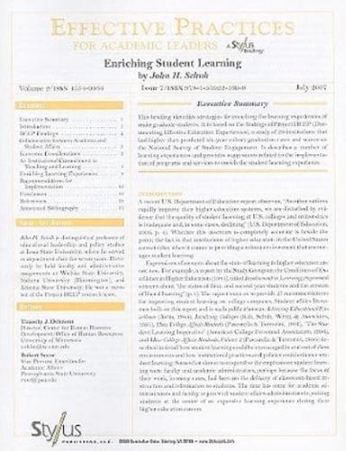 Effective Practices for Academic Leaders Vol 2, Issue 7