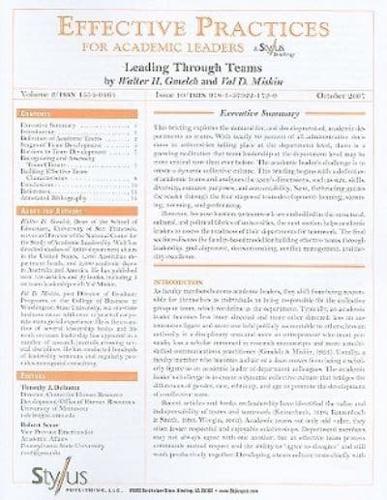 Effective Practices for Academic Leaders Vol 2, Issue 10