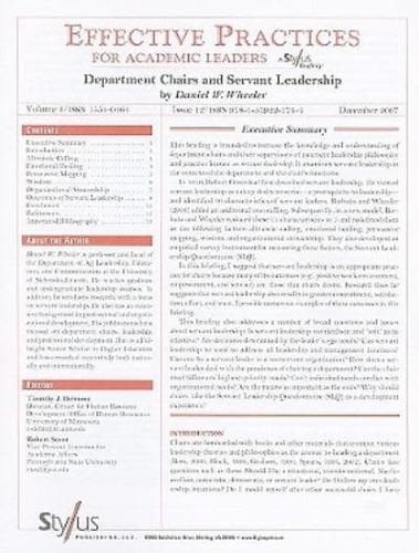 Effective Practices for Academic Leaders Vol 2, Issue 12