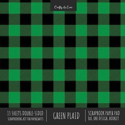 Green Plaid Scrapbook Paper Pad 8x8 Decorative Scrapbooking Kit for Cardmaking Gifts, DIY Crafts, Printmaking, Papercrafts, Check Pattern Designer Paper