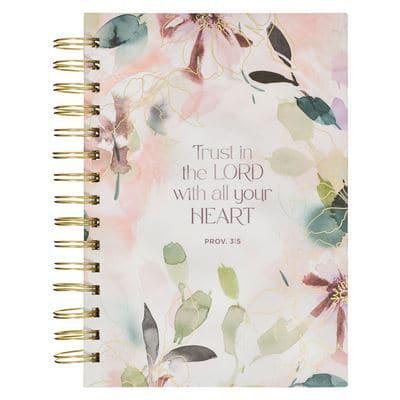 Christian Art Gifts Purple Journal W/Scripture Floral Trust in the Lord Large Bible Verse Notebook, 192 Ruled Pages, Prov. 3:5 Bible Verse